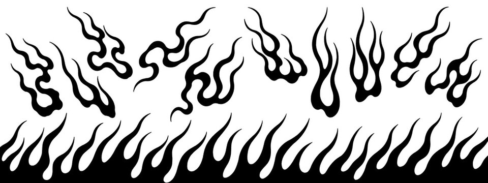 Japanese style fire illustrations isolated on a transparent background