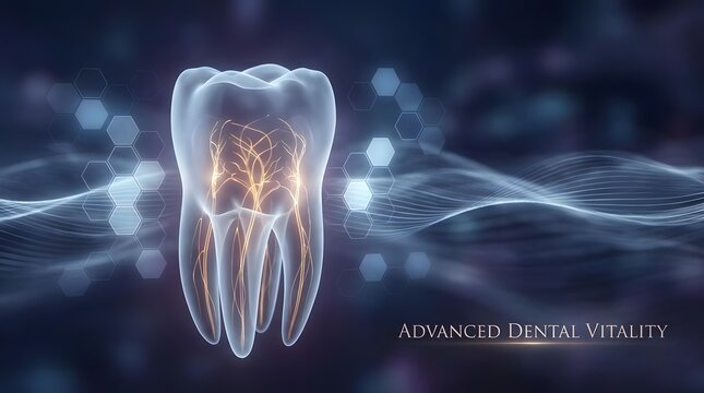 Anatomy of a tooth with glowing nerve