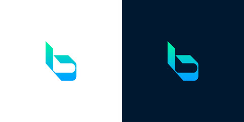 Modern Letter B Logo Design Template with Blue and Green Gradient Ribbon Style for Corporate Identity © anello