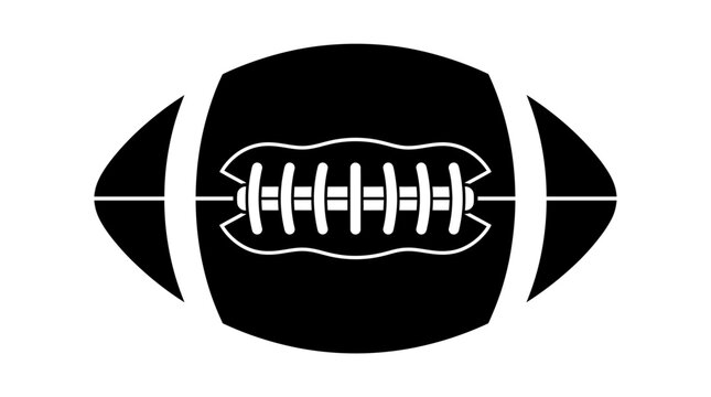 Black silhouette of American football with laces icon.