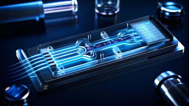 Microfluidic Sensor Routes Fluid to Optical Array