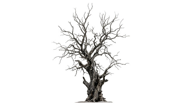 Dead tree silhouette. Spooky bare branch plant on a isolated transparent background png