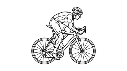 Obraz premium Detailed line art profile of a road bike cyclist.