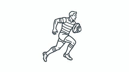Obraz premium Detailed line drawing of rugby player in striped jersey.