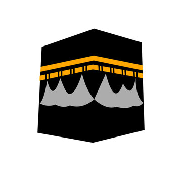 Holy Kaaba vector icon in Mecca isolated on transparent background. Islamic religion symbol for Hajj and Umrah. Transparent PNG illustration.