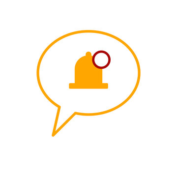 Yellow speech bubble icon with a notification bell symbol isolated on transparent background. Message alert concept. Transparent PNG illustration