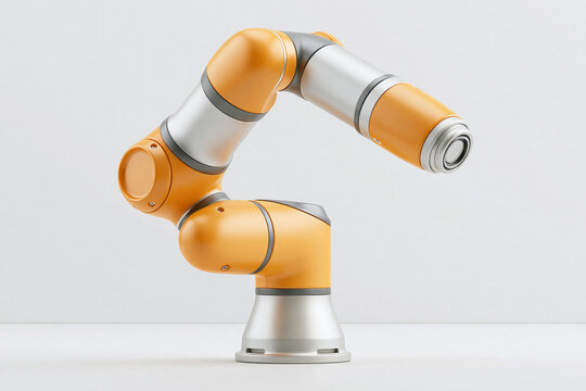 白背景に配置された産業用ロボットアーム