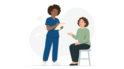 Fototapeta premium Nurse Taking Notes While Patient Discusses Symptoms During Medical Consultation