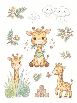 set of funny animals