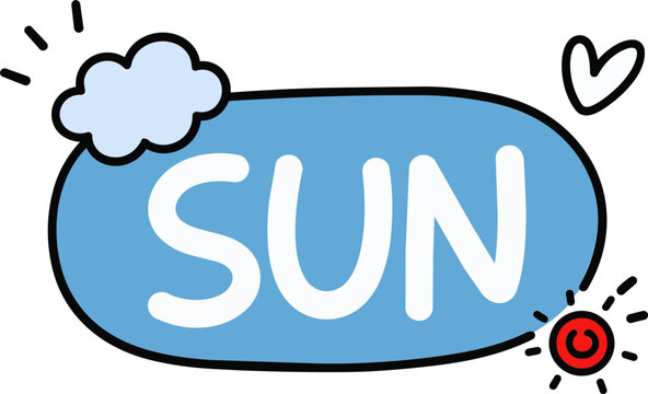 Sunday weekday planner sticker with blue hand drawn speech bubble