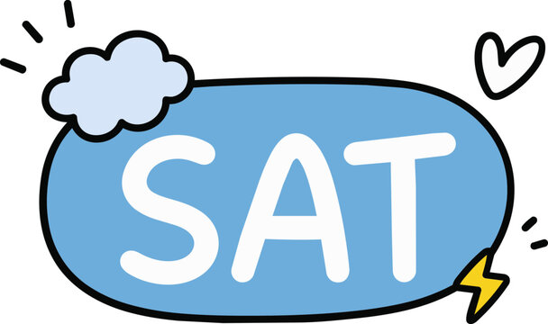 Saturday weekday planner sticker with blue hand drawn speech bubble