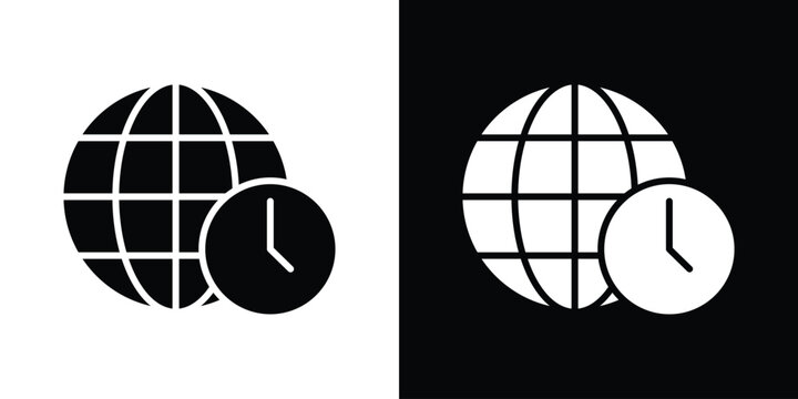 Time zones icon flat symbols pack