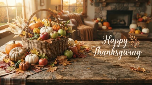 Festive thanksgiving day still life pumpkins fruit and autumnal home decor