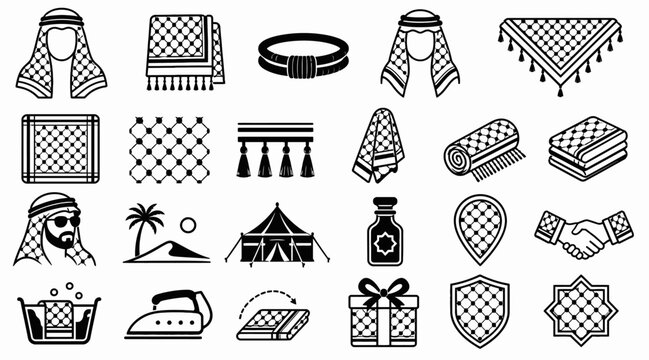 Collection of Middle Eastern Cultural Icons and Symbols.