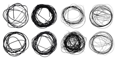 Obraz premium Abstract. Lines. Black Scribbles and Curves. Isolated on transparent background