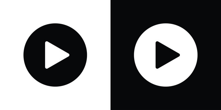 Media play button icon thin pictogram series