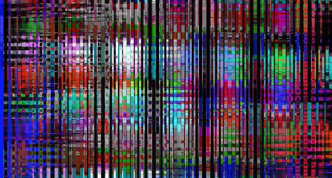 Abstract Digital Glitch Art Background with Colorful Vertical Scan Lines
