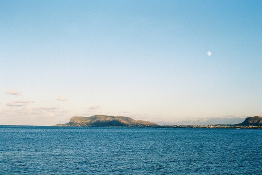View of the Mediterranean Sea from Mondello Beach in Palermo, Sicily, Italy