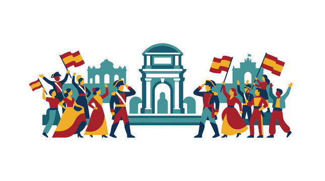 Spanish National Day Celebration Illustration