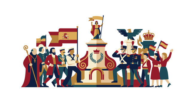 Spanish National Day Celebration Illustration