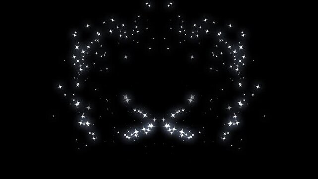 Sparkling fairy dust animation, glowing white magic light trail, glitter stars burst, bokeh effects, fantasy sparkle line transition, seamless overlay motion on black background, premium effect 4k