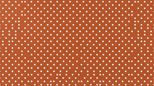 Rust orange background with white polka dot pattern