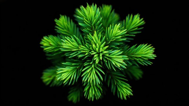 Close-up of vibrant green fir tree branches.