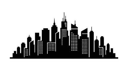 Fototapeta premium Vector illustration of modern city skyline silhouette, urban cityscape vector illustration on a transparent background