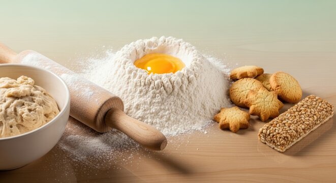 baking ingredients, flour, egg, cookies