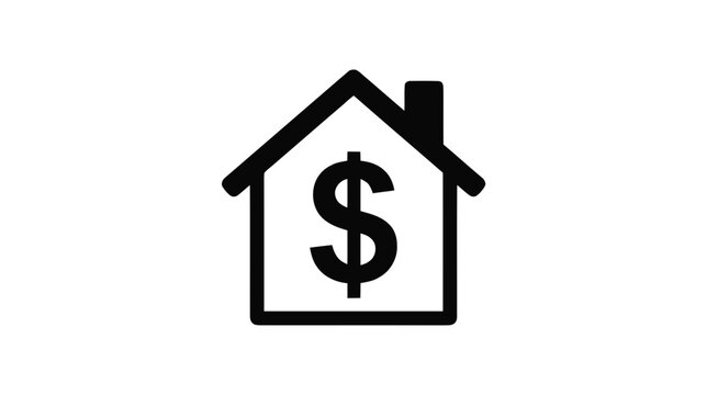 Vector illustration of house icon with dollar sign symbol on a transparent background