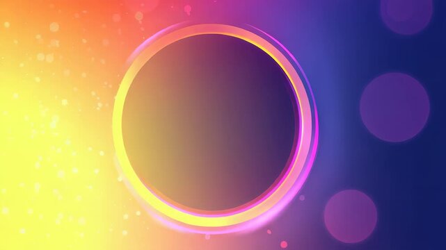 Abstract Circle of Light: A vibrant abstract composition featuring a glowing circular frame against a gradient background of warm yellows and cool blues.