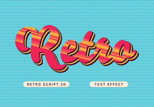 Retro Script 3D Text Effect