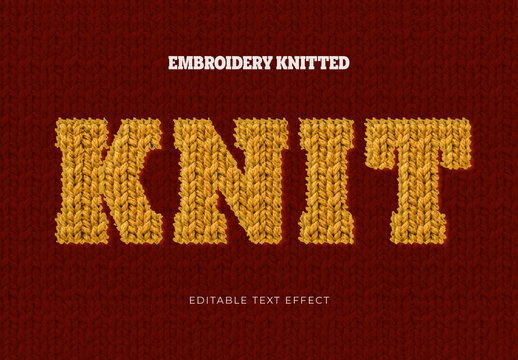 Embroidery Knitted Text Effect