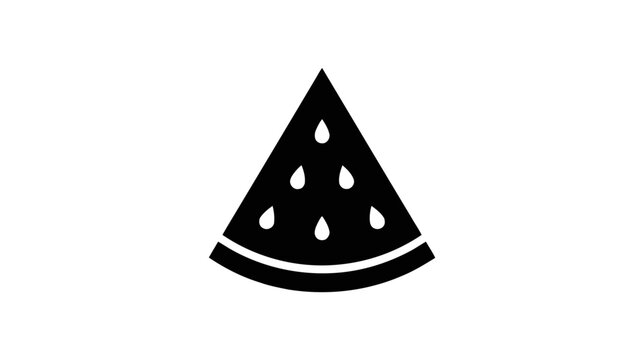 Vector illustration of black silhouette icon of a watermelon slice on a transparent background
