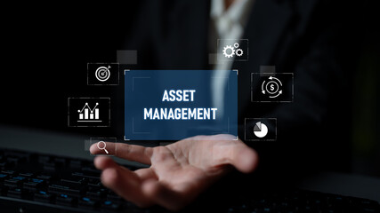 Fototapeta premium Asset management system showing investment planning, financial goal tracking, ROI analysis, and performance monitoring for efficient resource utilization Latch