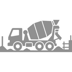 Fototapeta premium Concrete Mixer Truck Icon on Construction Site