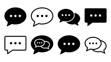 Fototapeta premium Vector illustration of set of speech bubble icons, chat message symbols, communication signs on a transparent background