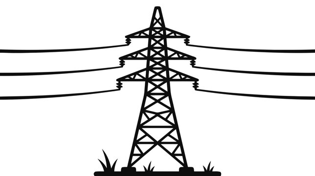 Vector illustration of electricity pylon icon on a transparent background