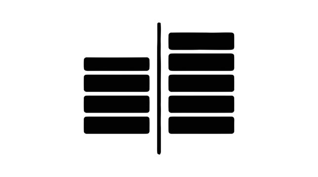 Vector illustration of comparison of two stacks of coins or blocks icon on a transparent background