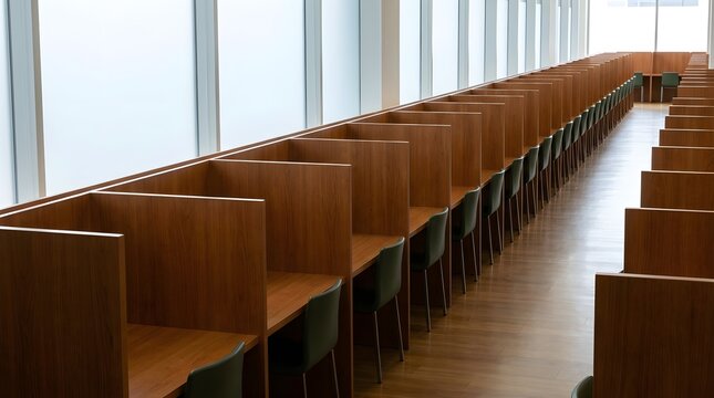 Study carrels in library portraying creation web application business design media improvement