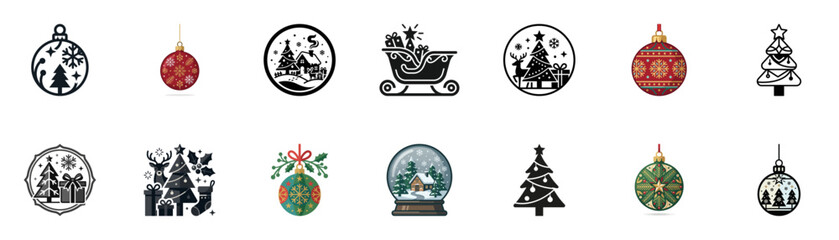 Obraz premium Christmas Ornaments and Icons Collection: Festive Holiday Decorations for Winter Season
