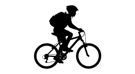 Obraz premium Cyclist Riding Mountain Bike Black Silhouette bicycle