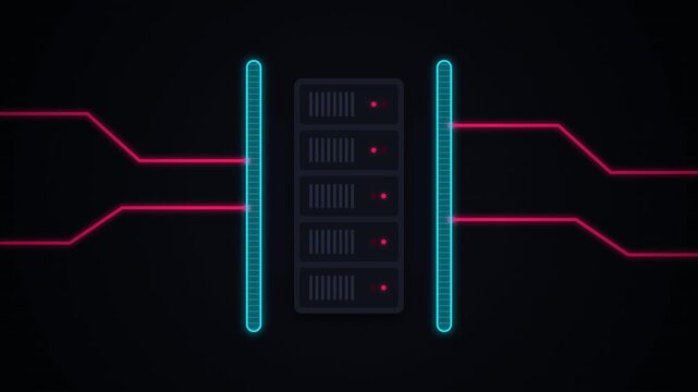 Digital Server Rack Processing and Cybersecurity Protection Loop Animated Background