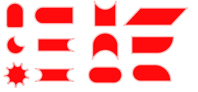 Set of abstract geometric red shapes and design elements for creative graphic vector layouts