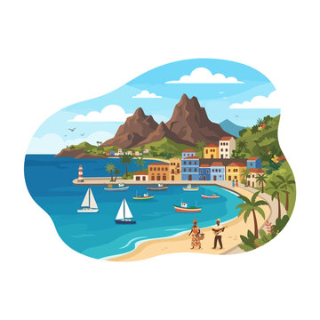 2d flat illustration style "cabo verde", isolated on white background. No texts.