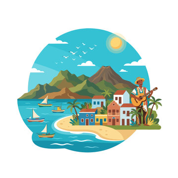 2d flat illustration style "cabo verde", isolated on white background. No texts.