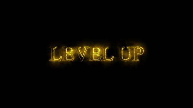 Neon glowing level up text Neon sign reading level up lights up a brick wall in a casual setting at night in a city