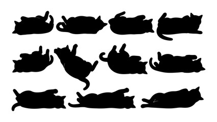 Collection of Nine Silhouetted Cats in Various Poses. © DB Studio
