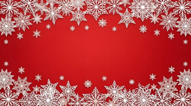 Festive christmas snowflakes on red background holiday season decorations and winter wonderland theme