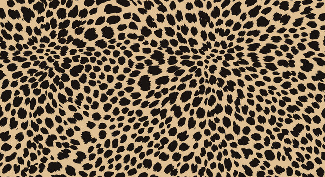Seamless leopard print pattern background with black spots on beige texture.